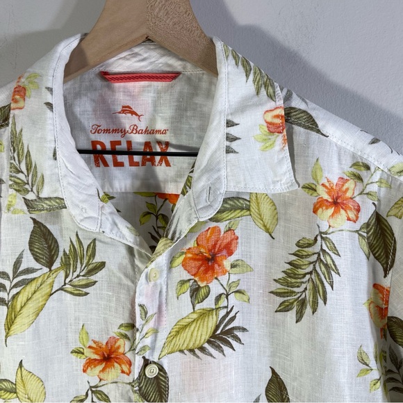 Tommy Bahama Mens Short Sleeve Shirt Extra Large Linen Collared Floral - Picture 3 of 10